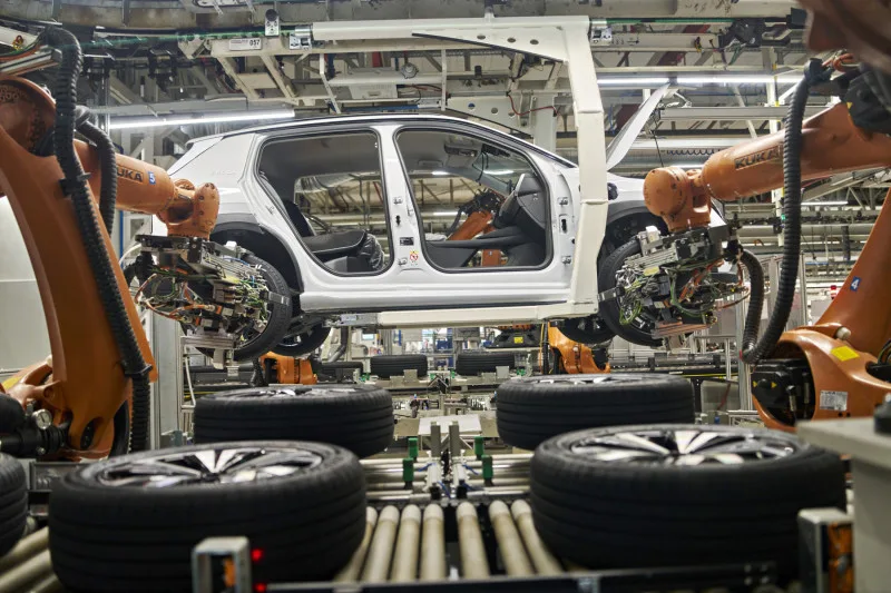 Detail Škoda Epiq tijdens productie
